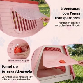 Casota para caes dobrável de plástico impermeável para cães 72 x 60 x 68 cm, com porta com aba e fecho, janelas, portátil, para interior e exterior, p