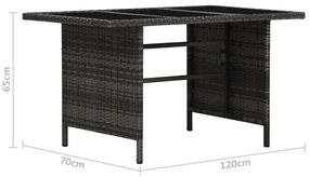 4 pcs conjunto lounge de jardim c/ almofadões vime PE cinzento