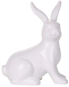 Figura decorativa com forma de coelho em cerâmica branca 21 cm MORIUEX Beliani