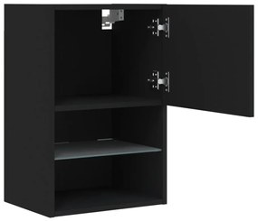 Móvel de TV com luzes LED 40,5x30x60 cm preto