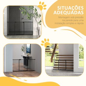 Barreira de Segurança Extensível para Portas e Escadas com Fechamento Automático e Sistema de Duplo Bloqueio 74x148-76cm Preto