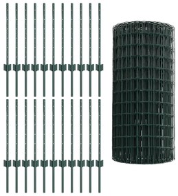 Cerca Euro com 22 Postes Verdes 0,6x50 m Aço
