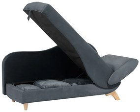 Chaise-longue à direita de 2 lugares com arrumação em veludo cinzento escuro MERI Beliani