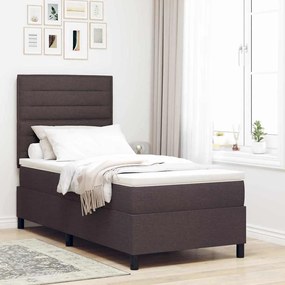 vidaXL Cama Box com colchĂŁo Marrom Escuro 90 x 200 cm tecido