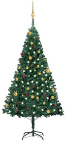vidaXL Árvore Natal artificial pré-iluminada c/ bolas 180 cm PVC verde
