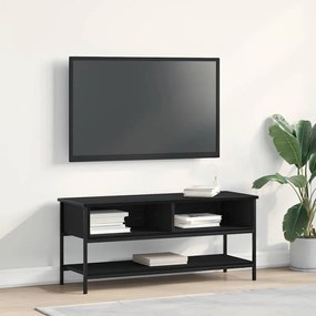 Cabide de TV vidaXL Preto Carvalho 100x35x45 cm Madeira de Engenharia e Aço