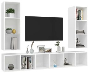 Armários de parede para TV 4 pcs contraplacado branco