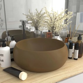 vidaXL Lavatório luxuoso redondo 40x15 cm cerâmica creme mate