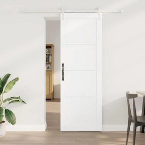 Porta Deslizante vidaXL com Conjunto de Hardware Branco 73.5x211 cm Madeira Sólida de Pinho