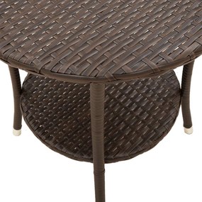 Cadeiras jardim reclináveis 2 pcs c/ mesa vime PE castanho