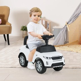 Andarilho para crianças forma de carro de 12 a 36 meses com buzina, sons e espaço para guardar Brinquedo para sentar e deslizar Branco