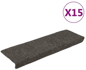 vidaXL Tapetes de escada 15 pcs 65x21x4 cm tecido agulhado antracite