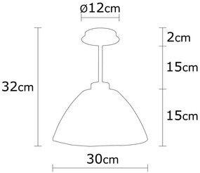 Candeeiro de Teto Bornova – Preto – 30 cm