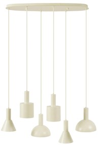 Candeeiro suspenso escandinavo creme 6 luzes - Biles Escandinavo