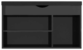 Banco sapateira + almofadão contr. 80x30x47 cm preto brilhante