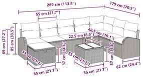 Conjunto de Sofá de Jardim de 9 Peças com Almofadas