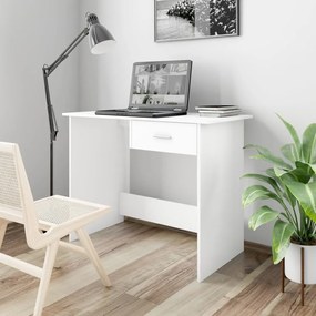 Secretária Simple. com 1 Gaveta de 100 cm - Branco - Design Minimalist