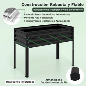 Floreira elevada com estufa 112 x 55 x 152 cm, canteiro de jardim em metal galvanizado com cobertura de proteção e porta enrolável para pátio, terraço