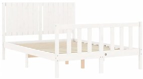 Estrutura de cama com cabeceira 140x200cm madeira maciça branco