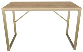 Secretária de Estudo Layton - Dourado e Carvalho - 120cm x 60cm x 74cm