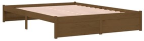 Estrutura cama king 150x200 cm madeira maciça castanho-mel