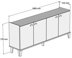Console Sumer – Carvalho Branco – 180x77,8x41 cm