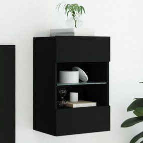 vidaXL Móvel de parede para TV com luzes LED 40x30x60,5 cm preto