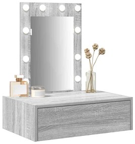 Mesa de Maquilhagem Suspensa com Luzes LED Cinza Sonoma