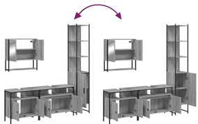 4 pcs Conjunto móveis casa de banho madeira proc. cinza sonoma