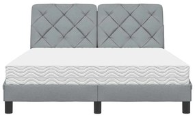 Cama com colchão 120x200 cm tecido cinza-claro
