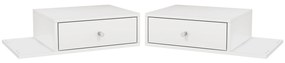 HOMCOM Conjunto de 2 Mesas de Cabeceira de Parede Conjunto de 2 Mesas de Cabeceira Prateleira Lateral e Gaveta 55x30x15 cm MDF Branco | Aosom Portugal