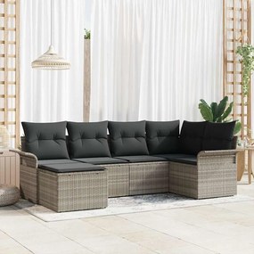 vidaXL Conjunto de Sofá de 6 Peças com Almofadas Cinza Claro em Polyrattan