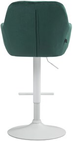 Banco de bar Natoma em veludo com estrutura branca 97-118 x 57 x 59 cm Verde