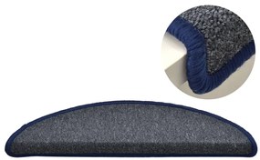 Tapete/carpete para degraus 15 pcs 56x17x3 cm cinza-escuro/azul