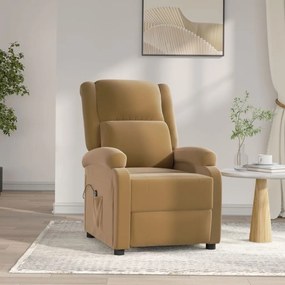 Poltrona de massagens reclinável veludo castanho