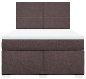 Cama com molas/colchão 160x200 cm tecido castanho-escuro