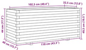 Vaso/floreira de jardim 110x40x49,5 cm pinho maciço branco