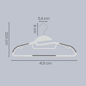 Conjunto de 20 unidades de plástico, , com abertura em forma de U branco-cinzento escuro