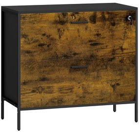 HOMCOM Móvel Arquivo para Escritório com 2 Gavetas Bloco de Gavetas para Arquivos com Fechadura 80x39x73,5 cm Preto e Marrom | AOSOM Portugal