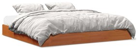 Estrutura de cama 180x200 cm madeira pinho maciço castanho cera