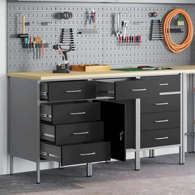 Conjunto de Armários de Trabalho VidaXL 3 Peças Preto e Cinza em Madei