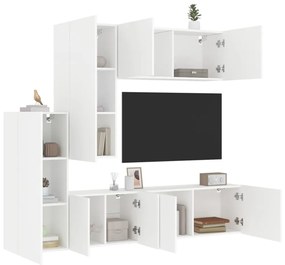 vidaXL 5 pcs móveis de parede p/ TV derivados de madeira branco