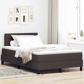 vidaXL Cama Box com colchão Marrom Escuro 120 x 190 cm tecido