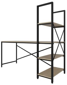 Secretária de Estudo Centile – Carvalho/Preto – 160x148x60 cm