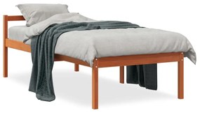 Cama para idosos 90x190 cm madeira pinho maciça castanho cera