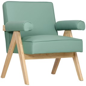 Poltrona Sala de Estar Poltrona Nórdica Poltrona Estofada em PU com Apoio para os Braços 73x70x80 cm Verde