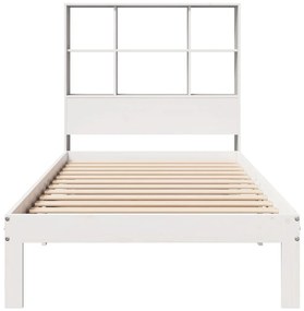 Cama com estante sem colchão 100x200 cm pinho maciço branco