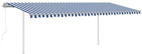 Toldo automático c/ LED e sensor de vento 6x3 m azul e branco