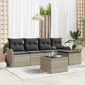 Conjunto de Sofá de Jardim vidaXL com Almofadas de 6 Peças Cinza Rattan Sintético