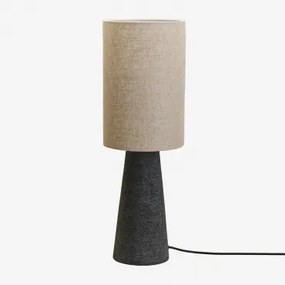 Lâmpada De Mesa Em Linho E Fibra De Vidro Loana Preto - Sklum